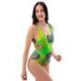 Neon Pineapple Hawaiian Print One Piece Swimsuite