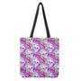 Neon Skull Floral Pattern Print Tote Bag