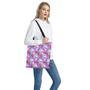 Neon Skull Floral Pattern Print Tote Bag