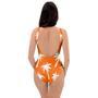 Orange Hawaiian Palm Tree Print One Piece Swimsuite