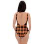 Orange Plaid One Piece Swimsuite