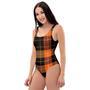 Orange Plaid Tartan One Piece Swimsuite