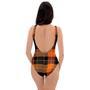 Orange Plaid Tartan One Piece Swimsuite