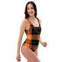 Orange Plaid Tartan One Piece Swimsuite