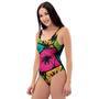 Palm Leaf Hawaiian Print Pattern One Piece Swimsuite