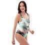 Pastel Palm Tree Hawaiian Print One Piece Swimsuite