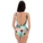 Pastel Palm Tree Hawaiian Print One Piece Swimsuite