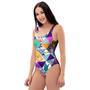 Patchwork Tropical Bird Print One Piece Swimsuite