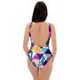 Patchwork Tropical Bird Print One Piece Swimsuite