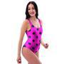 Pink And Black Polka Dot One Piece Swimsuite