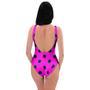 Pink And Black Polka Dot One Piece Swimsuite