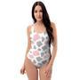 Pink And Grey Cow Print One Piece Swimsuite