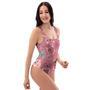 Pink Cat Face Print One Piece Swimsuite