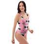 Pink Cat Print One Piece Swimsuite