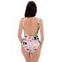 Pink Cow And Milk Print One Piece Swimsuite