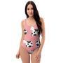 Pink Cow Pattern Print One Piece Swimsuite