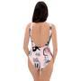 Pink Cute Cat Print One Piece Swimsuite