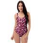 Pink Leopard Print One Piece Swimsuite