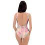 Pink Palm Tree Hawaiian Print One Piece Swimsuite