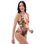 Pink Rose Floral One Piece Swimsuite