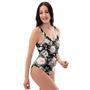 Pink Rose Floral Pattern Print One Piece Swimsuite