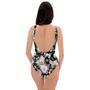 Pink Rose Floral Pattern Print One Piece Swimsuite