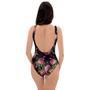 Pink Rose Print One Piece Swimsuite