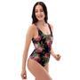 Pink Rose Print One Piece Swimsuite