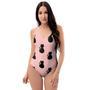 Pink Silhouette Cat Print One Piece Swimsuite