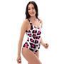 Pink Striped Leopard One Piece Swimsuite