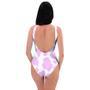 Pink White Cow Print One Piece Swimsuite