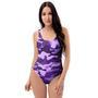 Purple Camo Print One Piece Swimsuite