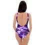 Purple Camo Print One Piece Swimsuite