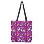 Purple Girly Unicorn Pattern Print Tote Bag