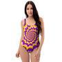 Purple Psychedelic Optical Illusion One Piece Swimsuite