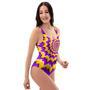 Purple Psychedelic Optical Illusion One Piece Swimsuite