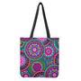 Purple Teal Circle Mandala Print Tote Bag