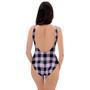 Purple Violet Plaid One Piece Swimsuite