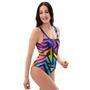 Rainbow Geometric Abstract One Piece Swimsuite