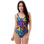 Rainbow Geometric Abstract One Piece Swimsuite