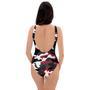 Red And Black Camouflage Print One Piece Swimsuite