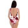 Red And Pink Rose Floral One Piece Swimsuite