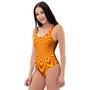 Red And Yellow Abstract Optical Illusion One Piece Swimsuite