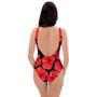 Red Hibiscus Flower Hawaiian Print One Piece Swimsuite