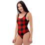 Red Plaid One Piece Swimsuite