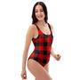 Red Plaid One Piece Swimsuite