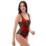 Red Plaid Tartan One Piece Swimsuite