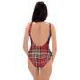 Red Plaid Tartan Scottish One Piece Swimsuite