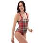 Red Plaid Tartan Scottish One Piece Swimsuite