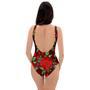 Red Rose Flower One Piece Swimsuite